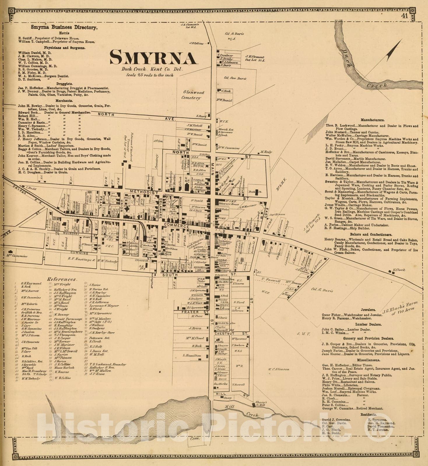 Historic Map : 1868 Smyrna. - Vintage Wall Art