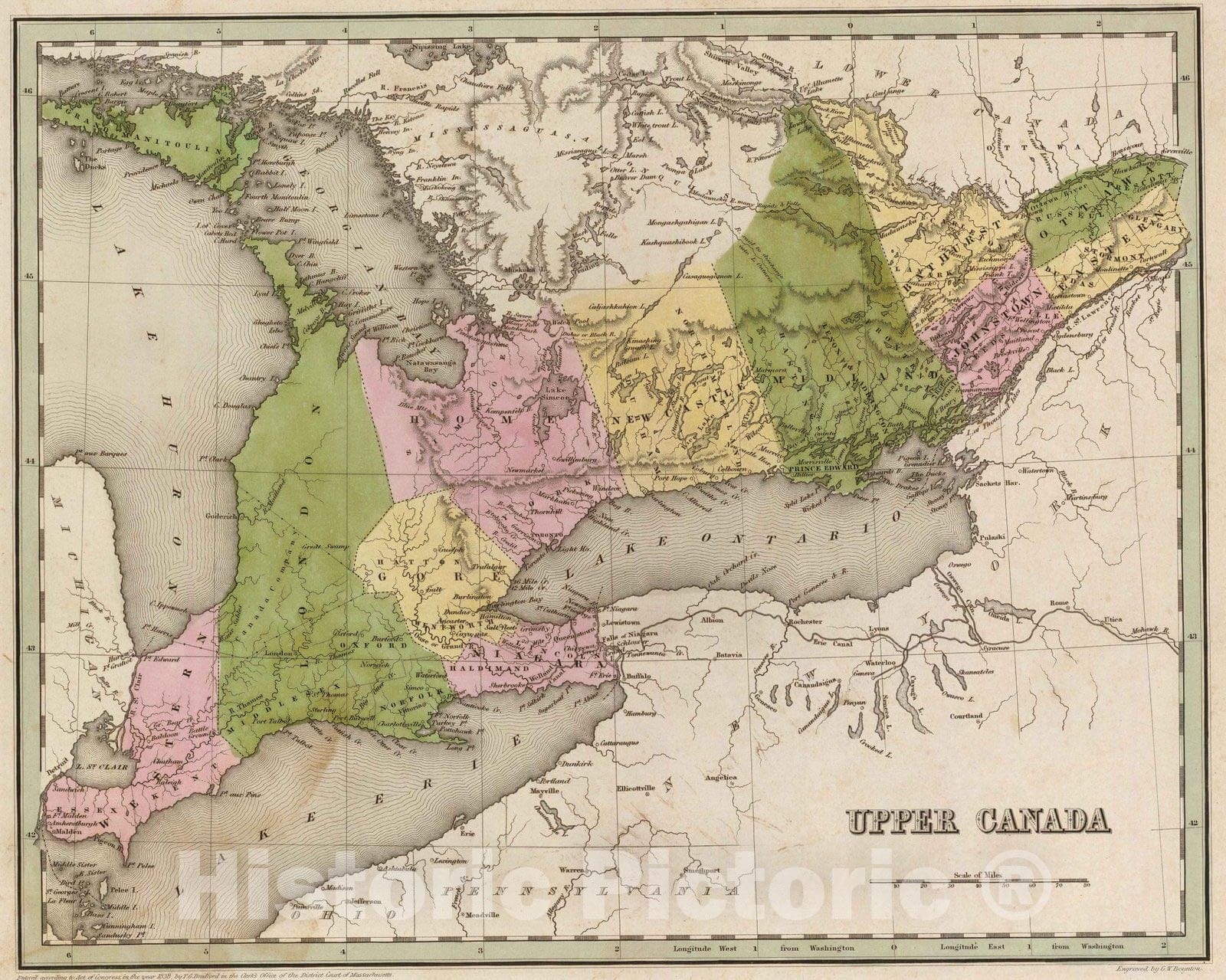 Historic Map : 1841 Upper Canada. - Vintage Wall Art