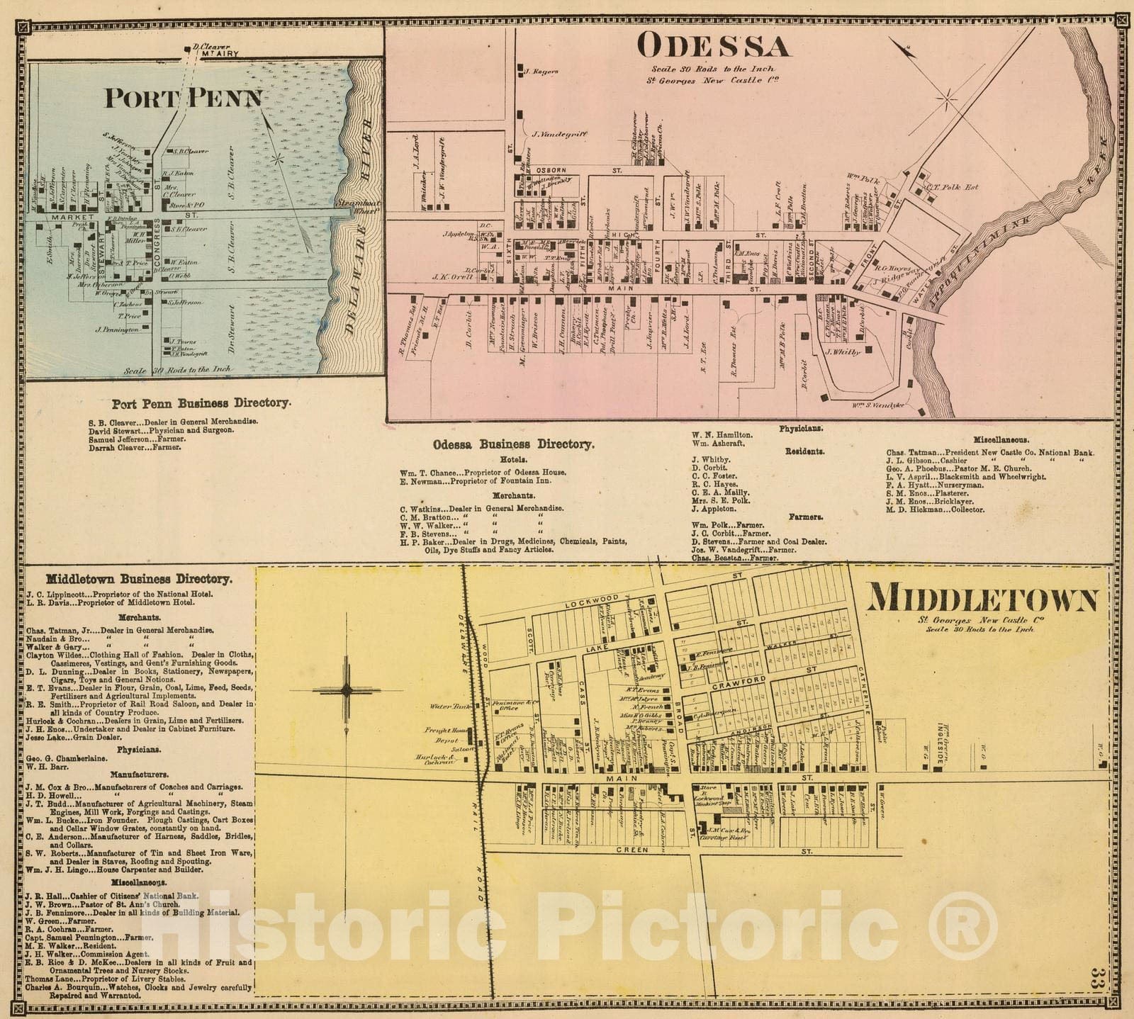 Historic Map : 1868 Middletown. - Vintage Wall Art