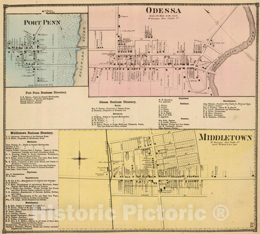 Historic Map : 1868 Middletown. - Vintage Wall Art