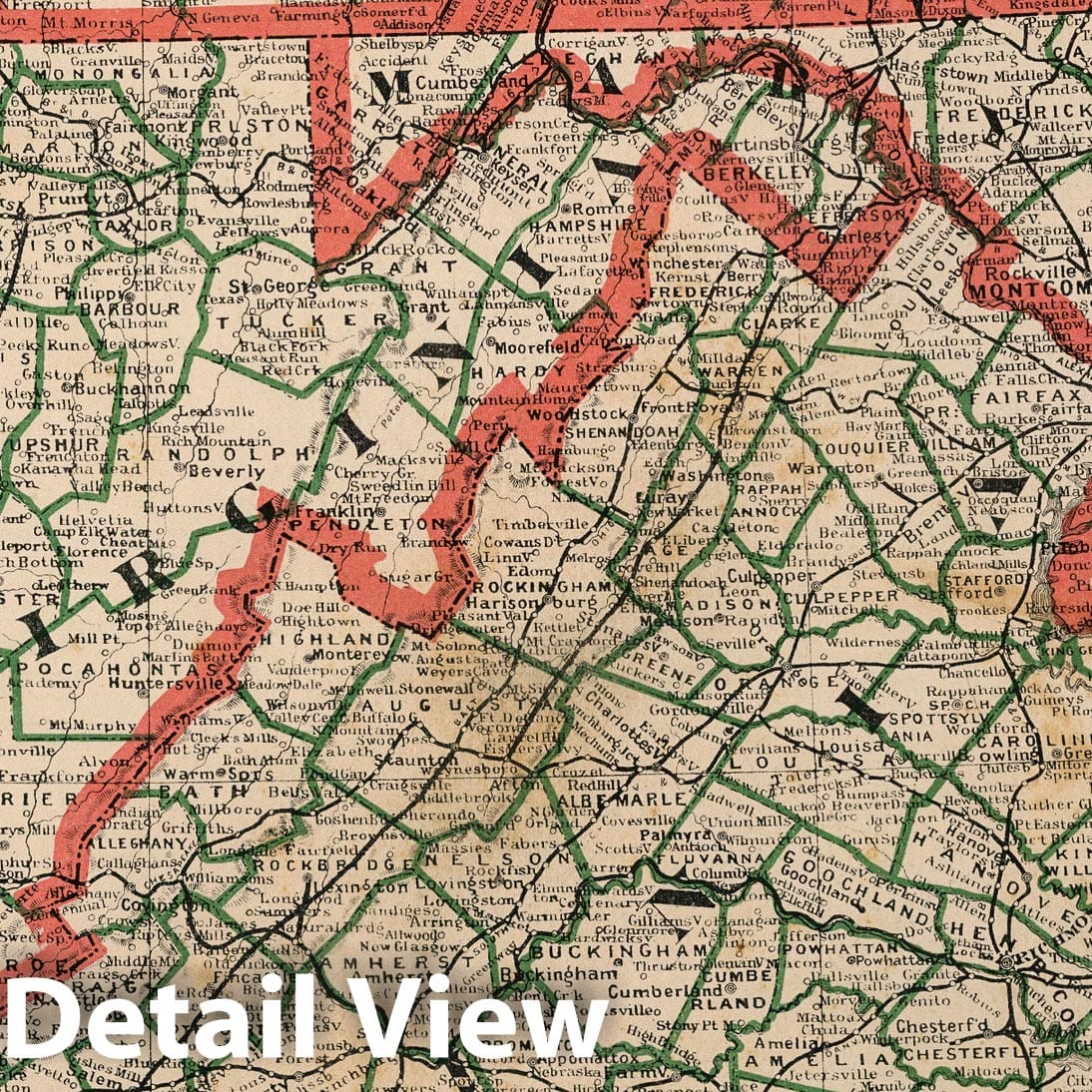 Delaware, Maryland, Virginia & West Virginia Railroad Map, 1883 - Historical Map Print