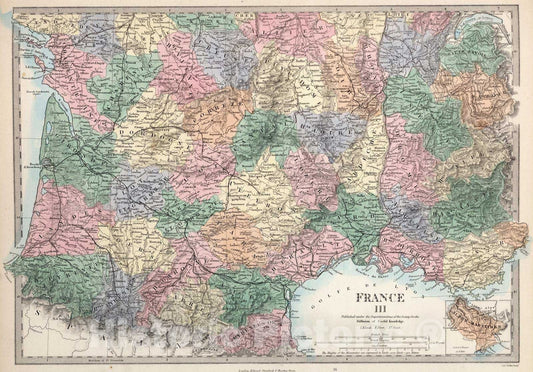 Historic Map : 1865 France III. (inset) Alpes Maritimes. - Vintage Wall Art