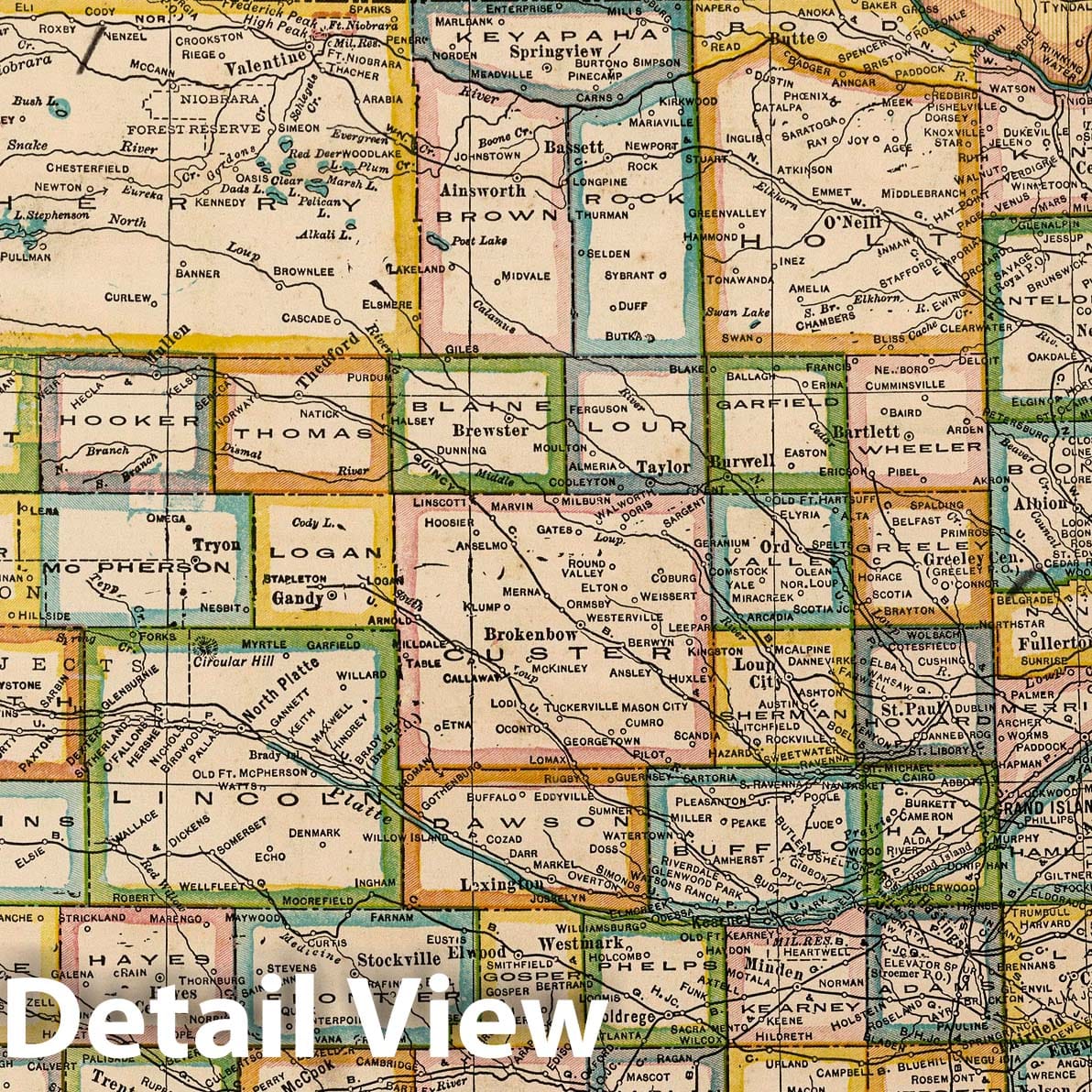 Nebraska - Road Map, 1927 - Historical Map Print