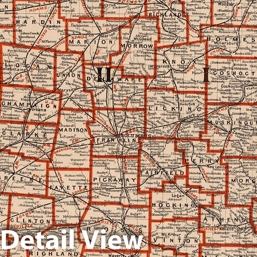 Ohio - Railroad Map, 1878 - Cram's Standard American Atlas