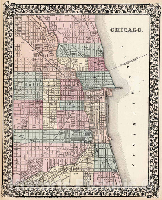 Historic Map : 1877 Chicago - Vintage Wall Art