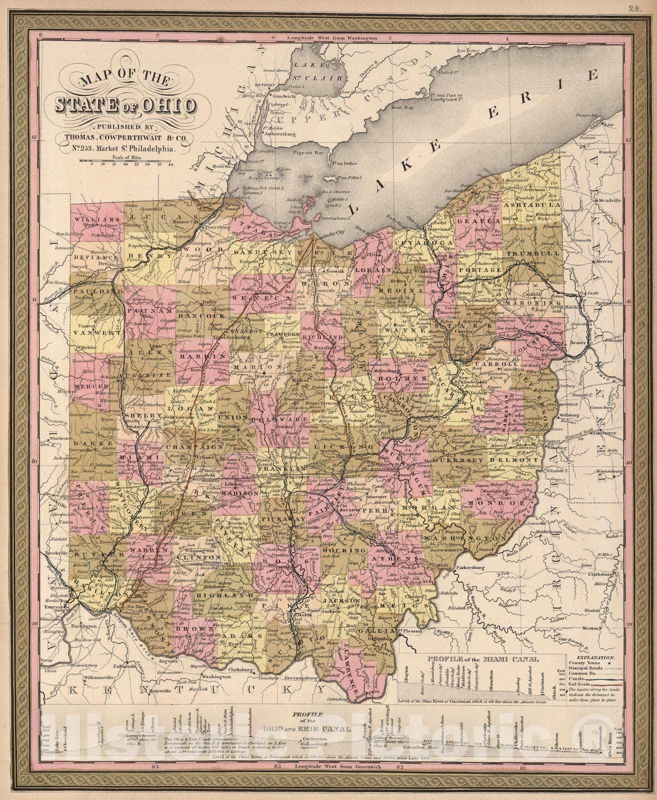 Historic Map : 1850 Ohio. - Vintage Wall Art