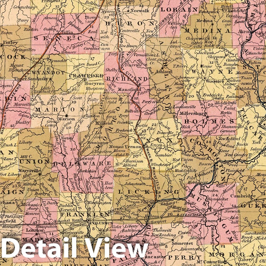 Historic Map : 1850 Ohio. - Vintage Wall Art