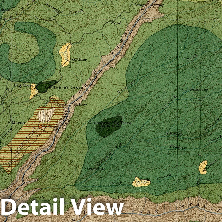 Big Trees Quadrangle, Sierra Nevada, California - Geologic Map, 1891