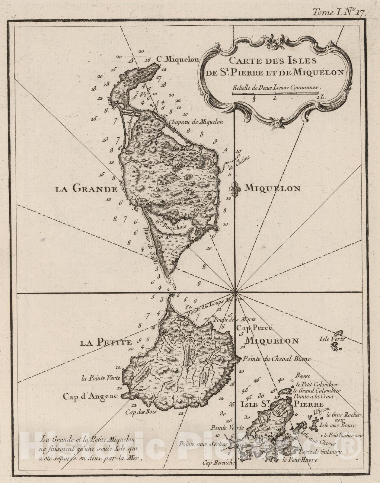 Historic Map : Saint Pierre and Miquelon 1764 Carte des Isles de St. Pierre et de Miquelon , Vintage Wall Art
