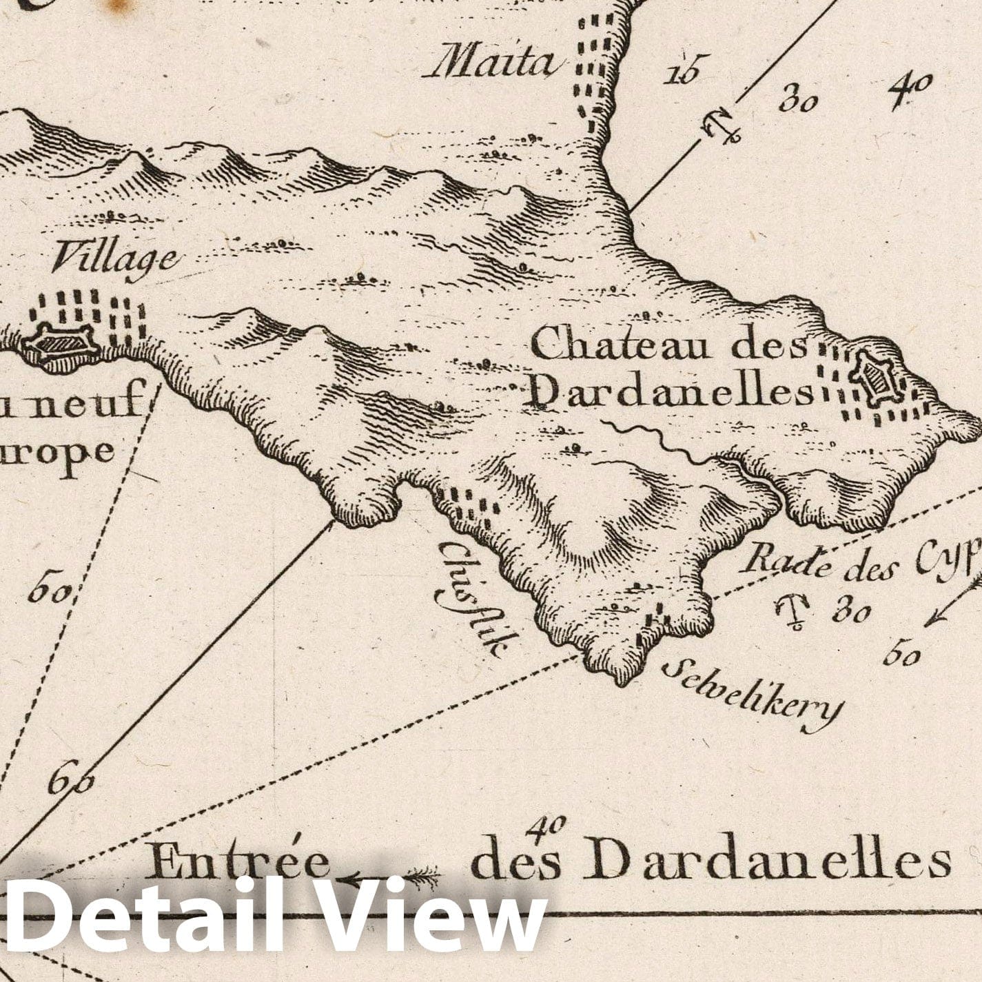 Dardanelles Strait, Turkey - Nautical Chart, 1764 - Historical Map Print