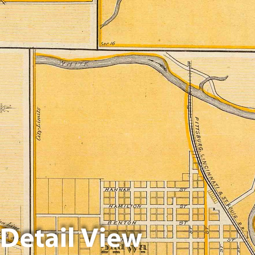 Anderson, Frankton, Elwood, and Pendleton, Madison County, Indiana 1876 Historical Map Print
