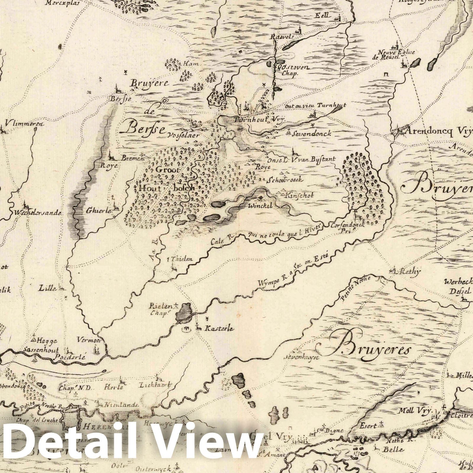 1706 Military Map - Lierre & Campine, Netherlands Historical Map Print