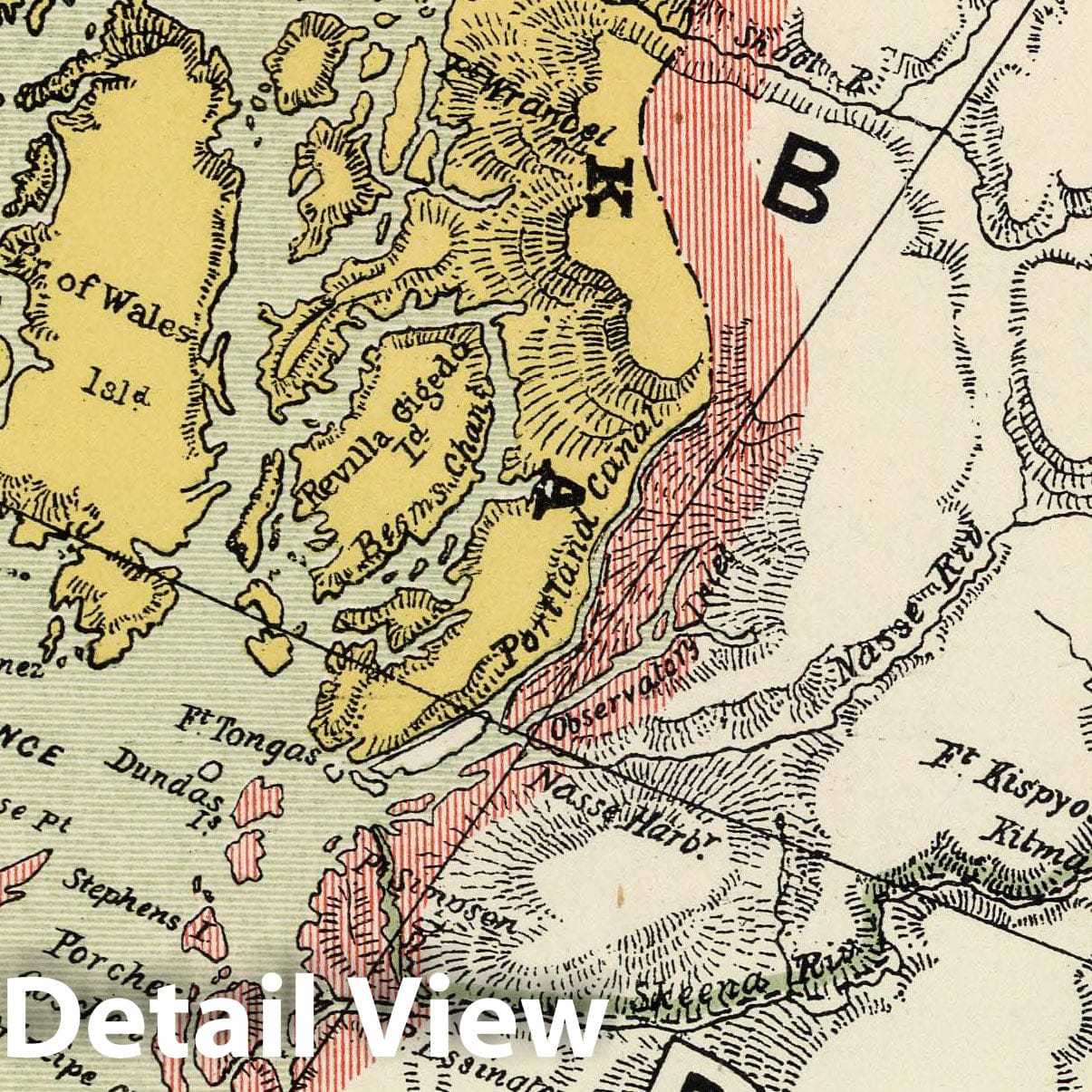 Canada, United States, Alaska, and British Columbia - Alaskan Boundary, 1883 Map Print