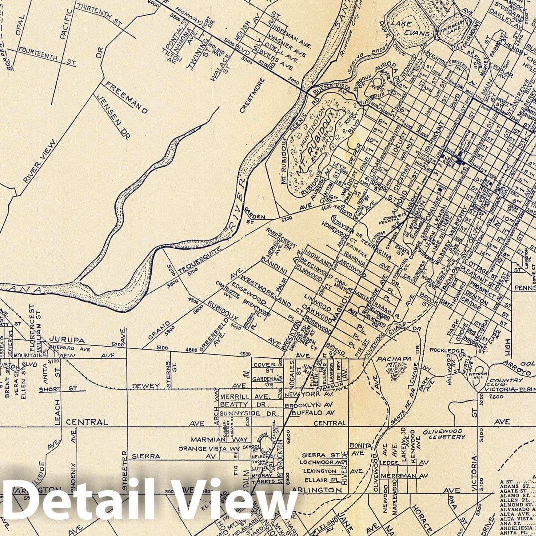 Riverside, California - Road Map, 1938 - Thomas Bros. Atlas Print