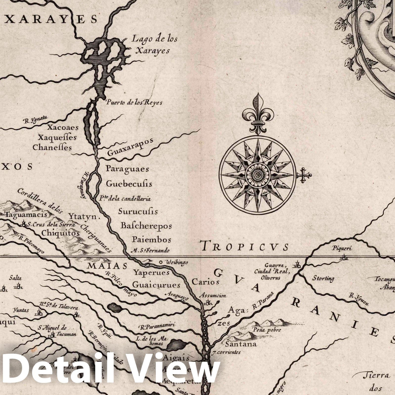 Paraguay, 1630 - Historical Map Print from Blaeu's Atlantis Appendix