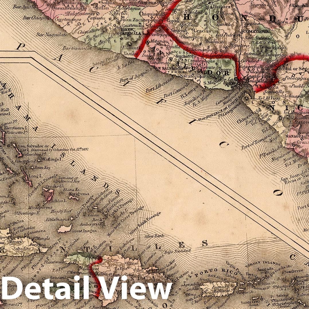Central America and West Indies - Railroad Map, 1873 - Gray's Atlas