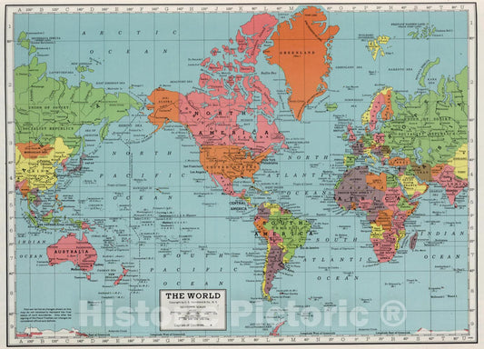 Historic Map : 1948 World. - Vintage Wall Art