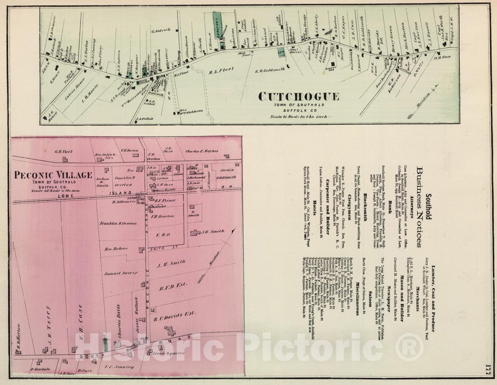 Cutchogue and Peconic, Southold, Suffolk County, New York - Property Map, 1873