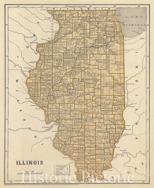 Illinois, 1845 - Historical Map Print from Morse's North American Atlas