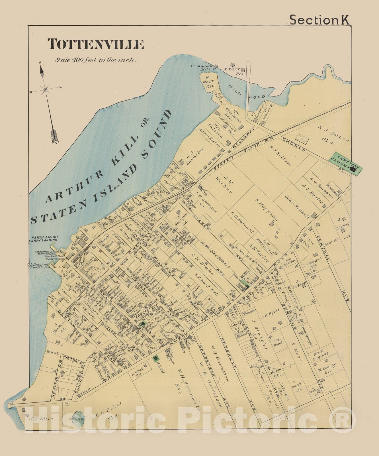 Historic Map - 1887 Section K. Tottenville. (Staten Island, New York). - Vintage Wall Art