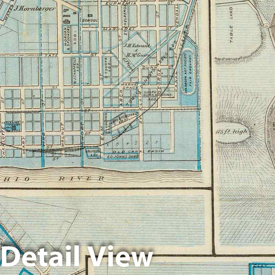 Lawrenceburg and Brookville, Indiana 1876 Historical Map Print