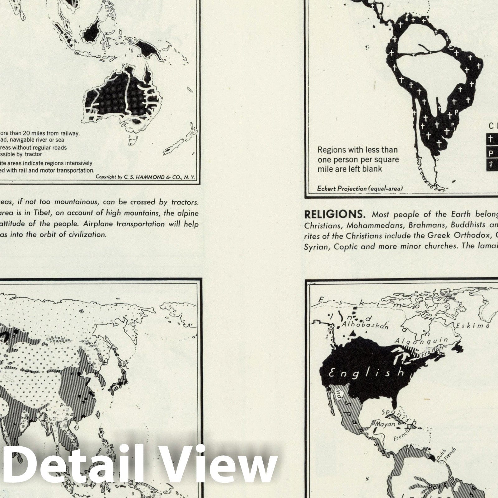 World - Communications Map, 1948 - Historical Atlas Print