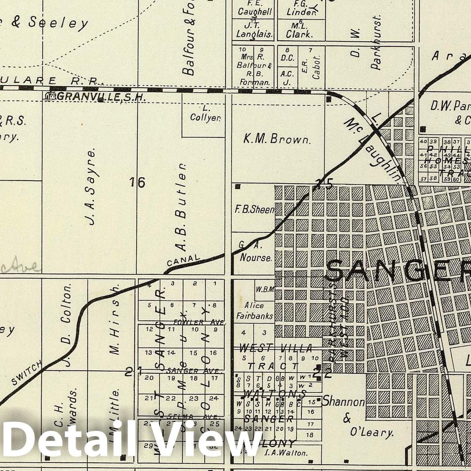 Fresno County Survey Map, 1891 - Historical Cadastral Map Print