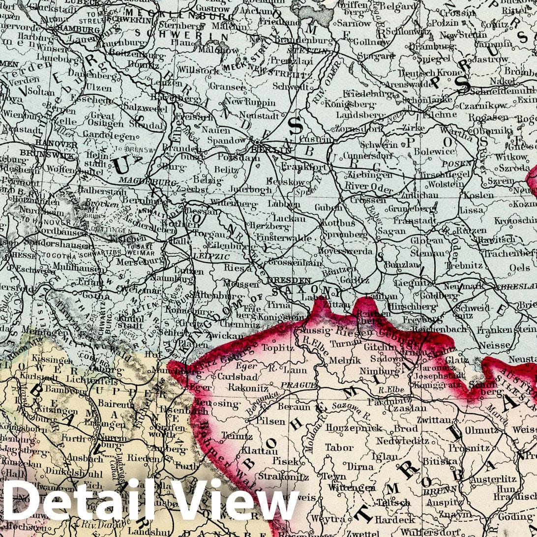 Historic Map : 1874 Prussia, and the German States - Vintage Wall Art