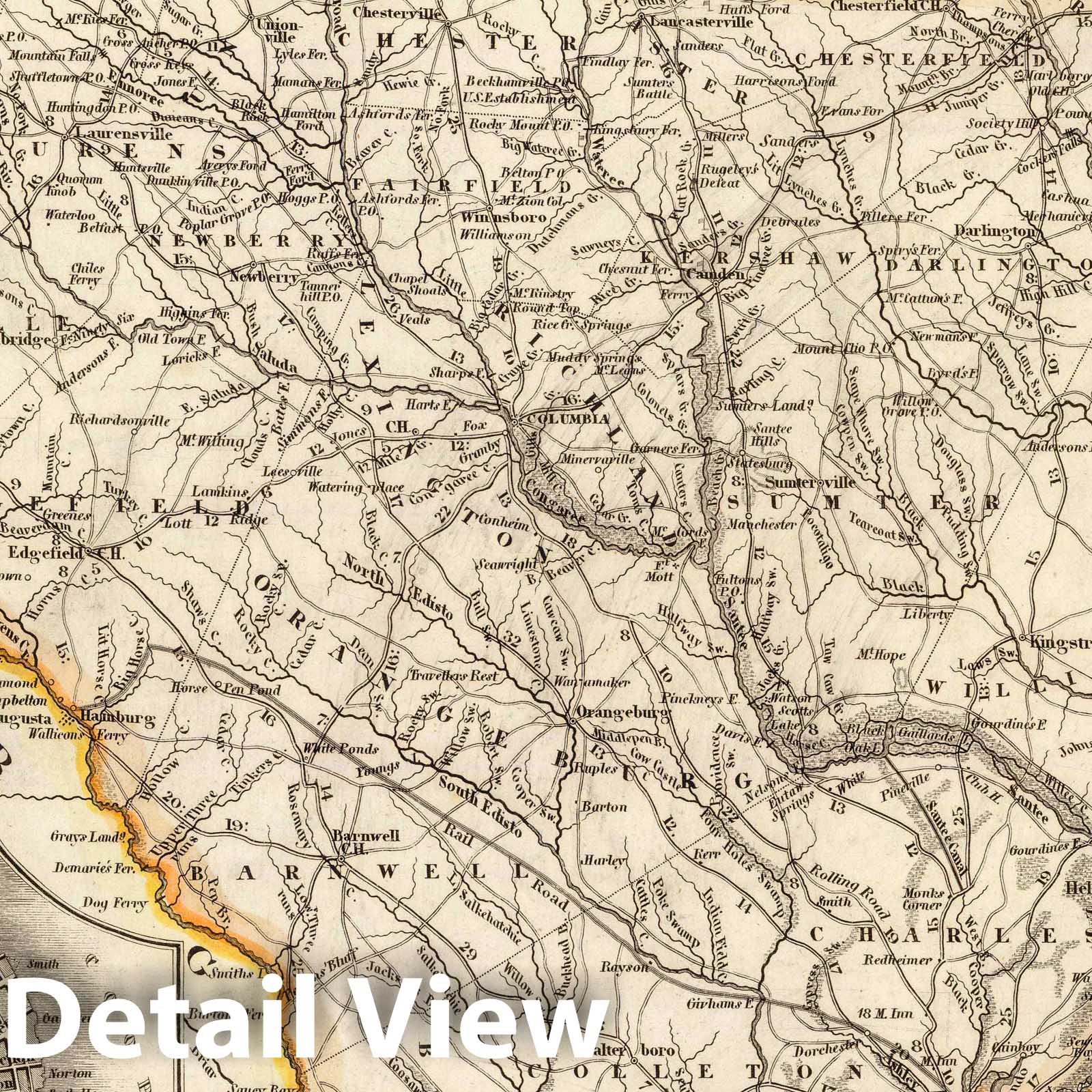 South Carolina with Charleston - Boundary Map, 1845 - Historical Map Reproduction