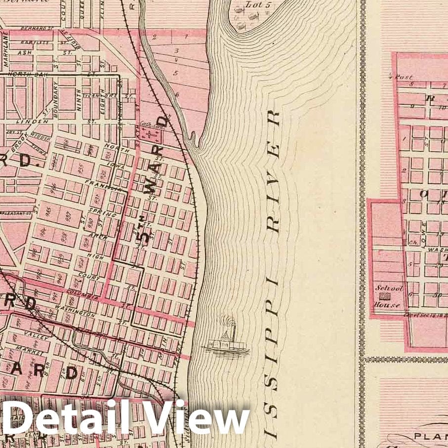 Burlington, Greenfield, Fontanelle and Stuart, Iowa 1875 Historical City Plans Map