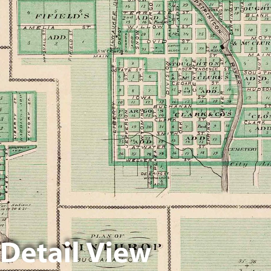 Independence, Jesup, Delhi, Winthrop, Polk City, Quasqueton, Iowa 1875 - Historical Map Print