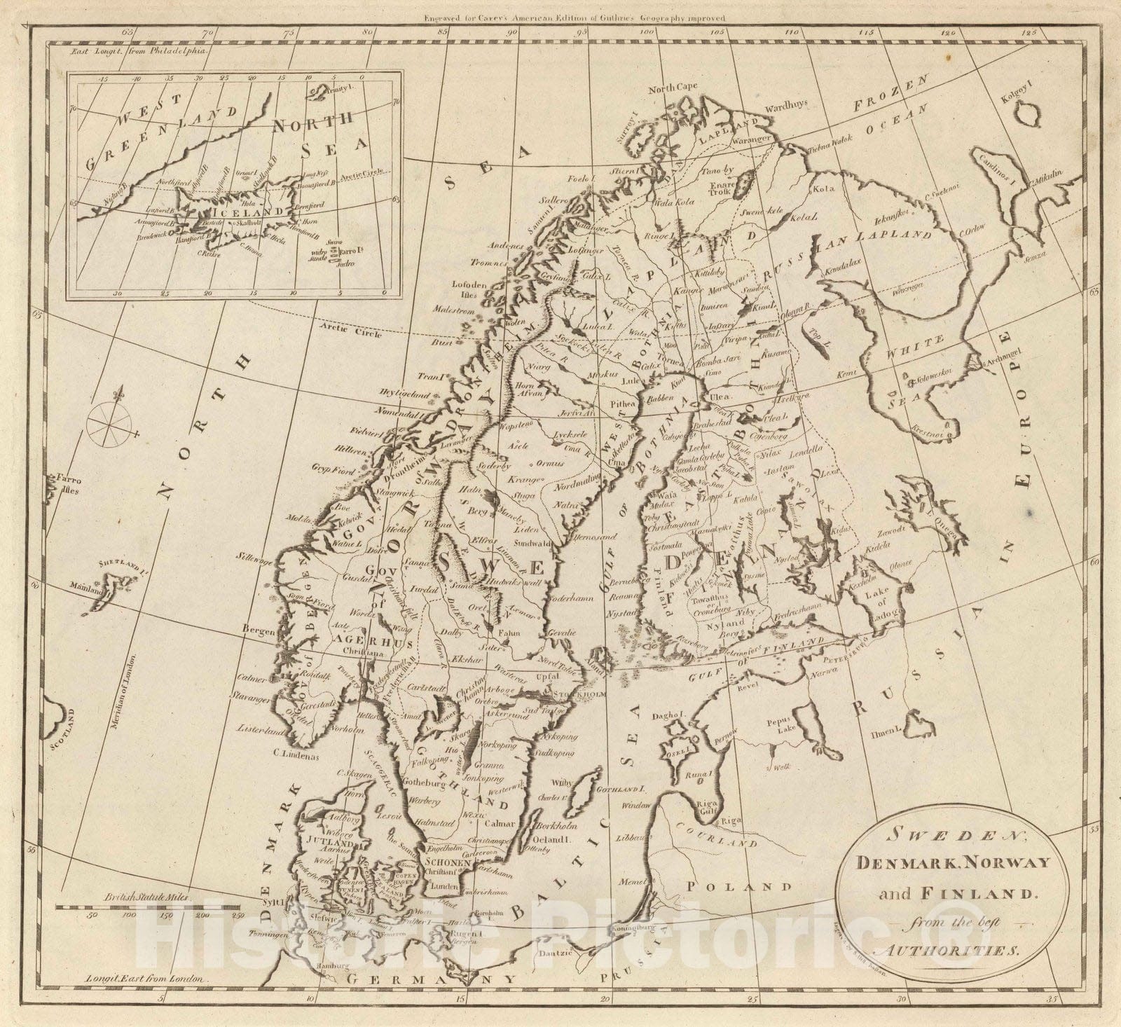 Sweden, Denmark, Norway, and Finland with Iceland, 1811 - Historical Map Print