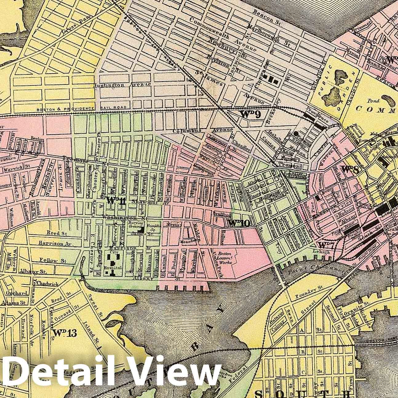 Boston, Massachusetts - Railroad Map, 1890 - Historical Map Print