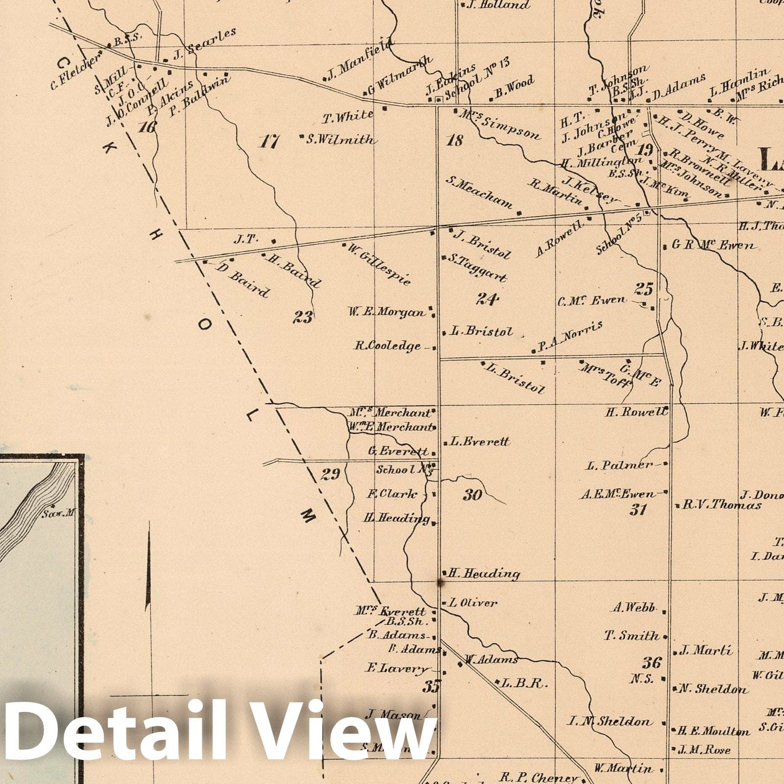Lawrenceville, Saint Lawrence County, New York - Property Map, 1865
