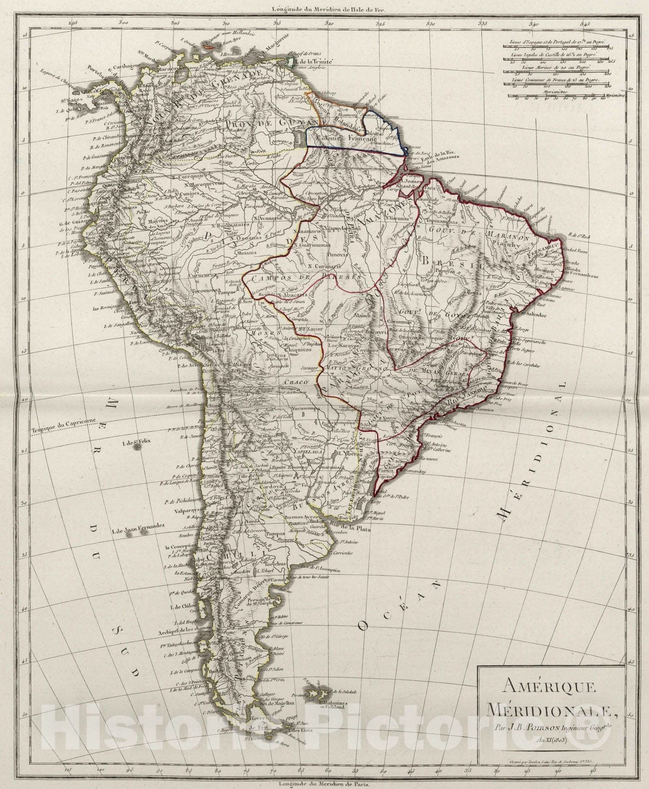 Historic Map : 1803 XXX. Amerique Meridionale. - Vintage Wall Art