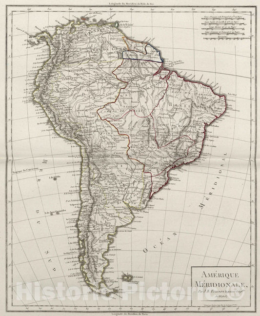 Historic Map : 1803 XXX. Amerique Meridionale. - Vintage Wall Art