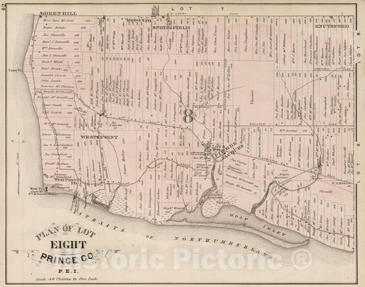 Historic Map : 1880 Plan of Lot Eight, Prince Co, P.E.I. - Vintage Wall Art
