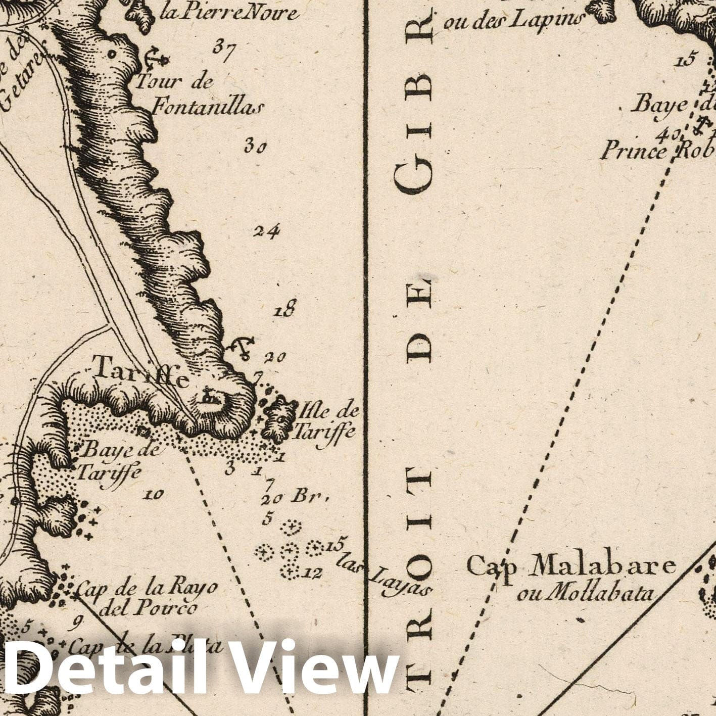 Strait of Gibraltar - Nautical Chart, 1764 by Bellin