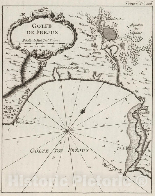 Historic Map : France , Provence 1764 Golfe de Frejus. , Vintage Wall Art