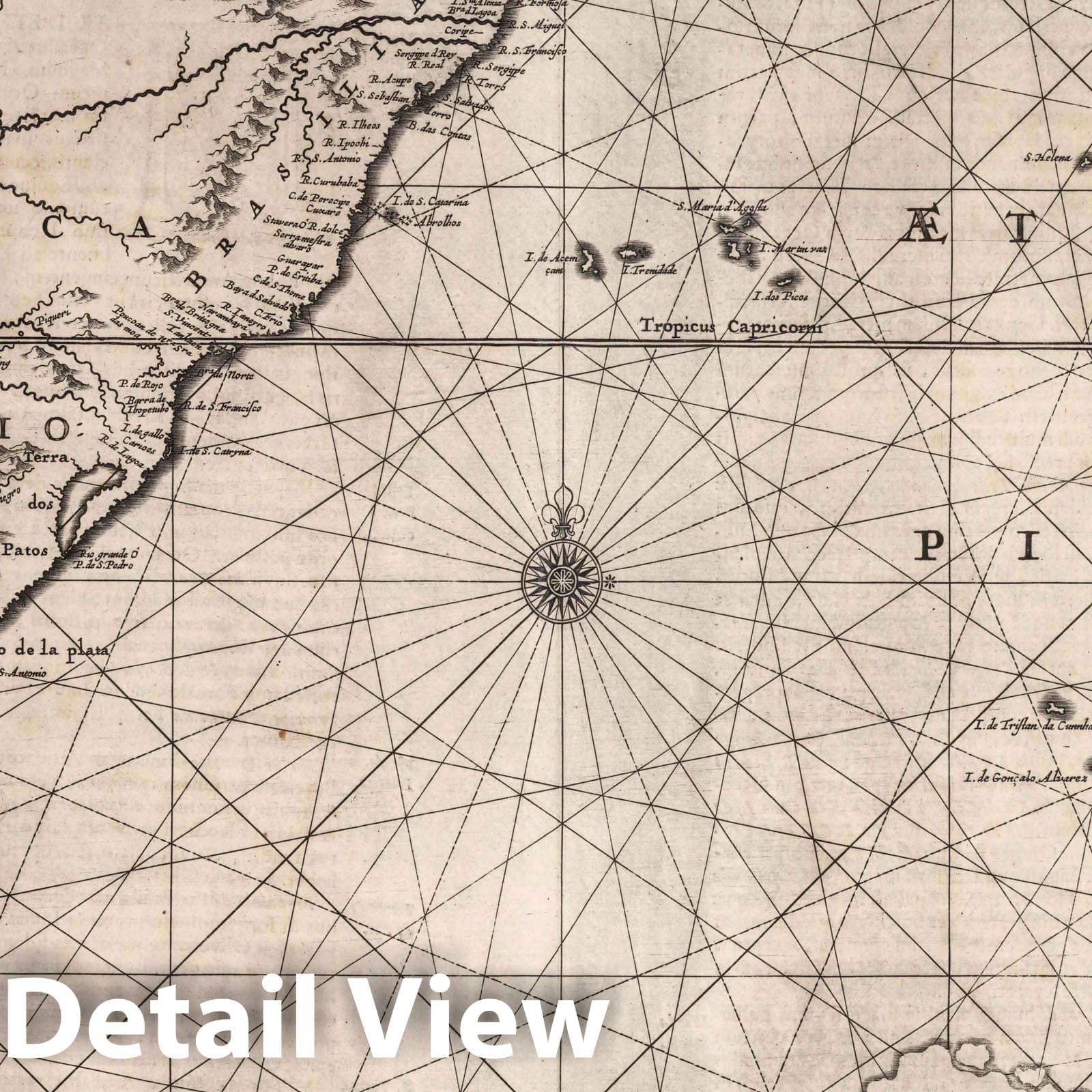 Atlantic Ocean - Nautical Chart, 1650 - Historical Map Print
