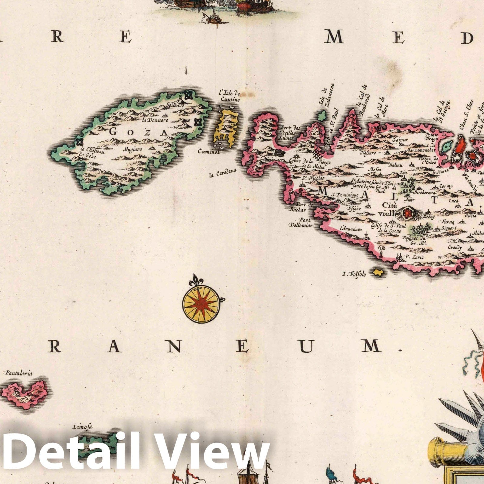 Malta with Valletta Inset, 1682 - Historical Map Print