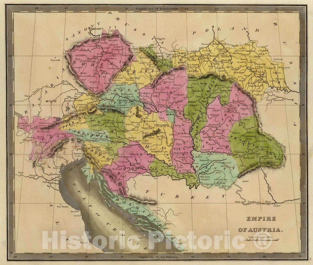Historic Map : 1840 Empire of Austria : Vintage Wall Art