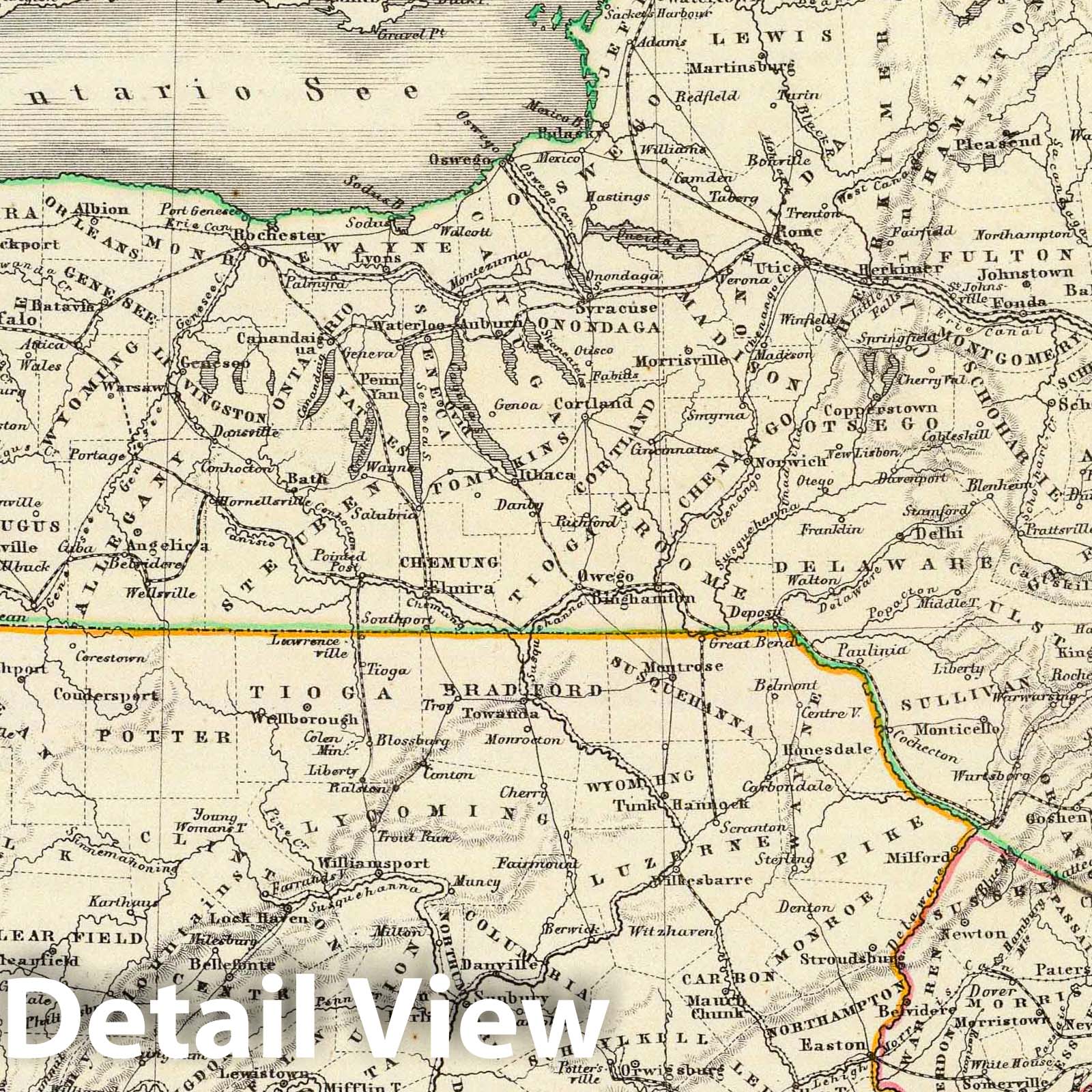 New York, Pennsylvania, and New Jersey - Railroad Map, 1854