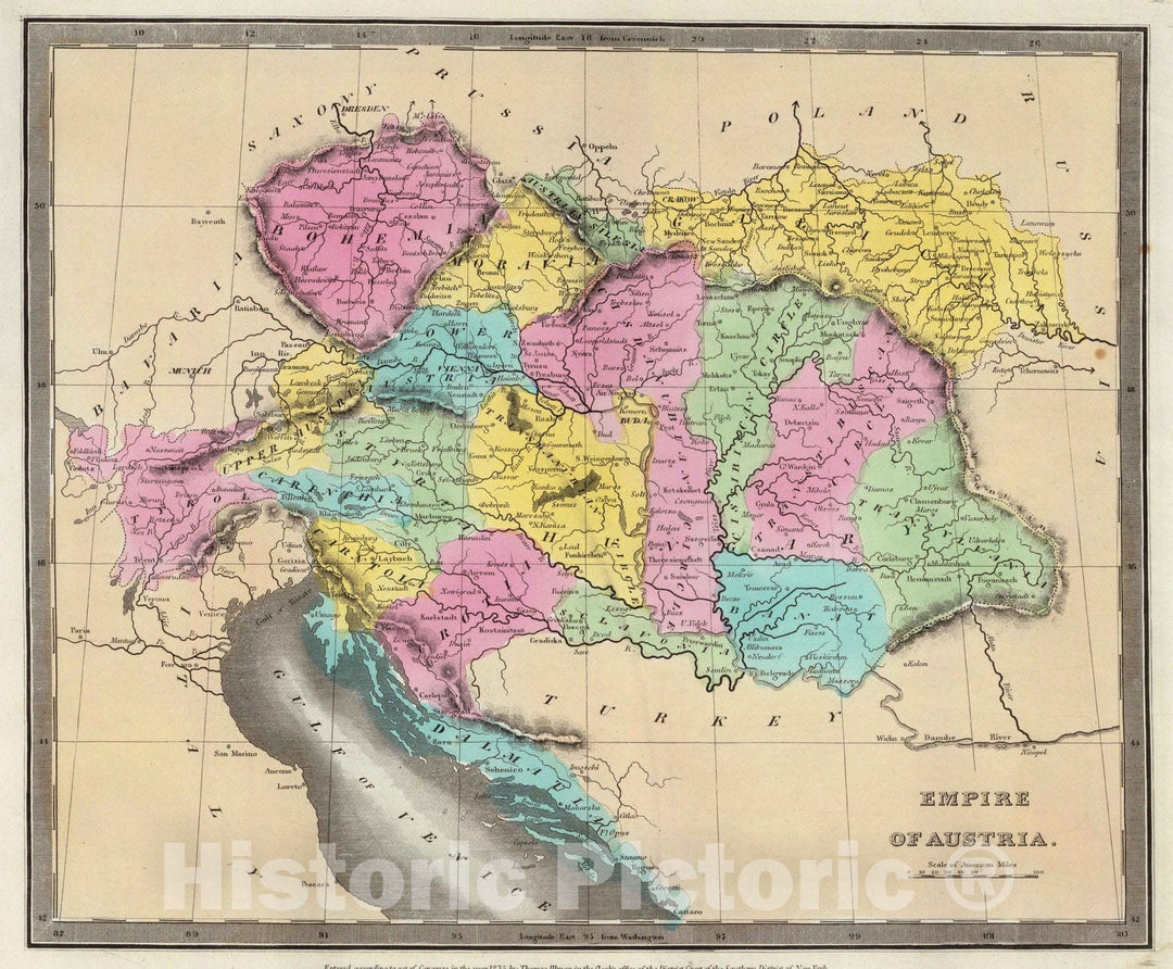 Historic Map : 1835 Empire Of Austria. - Vintage Wall Art