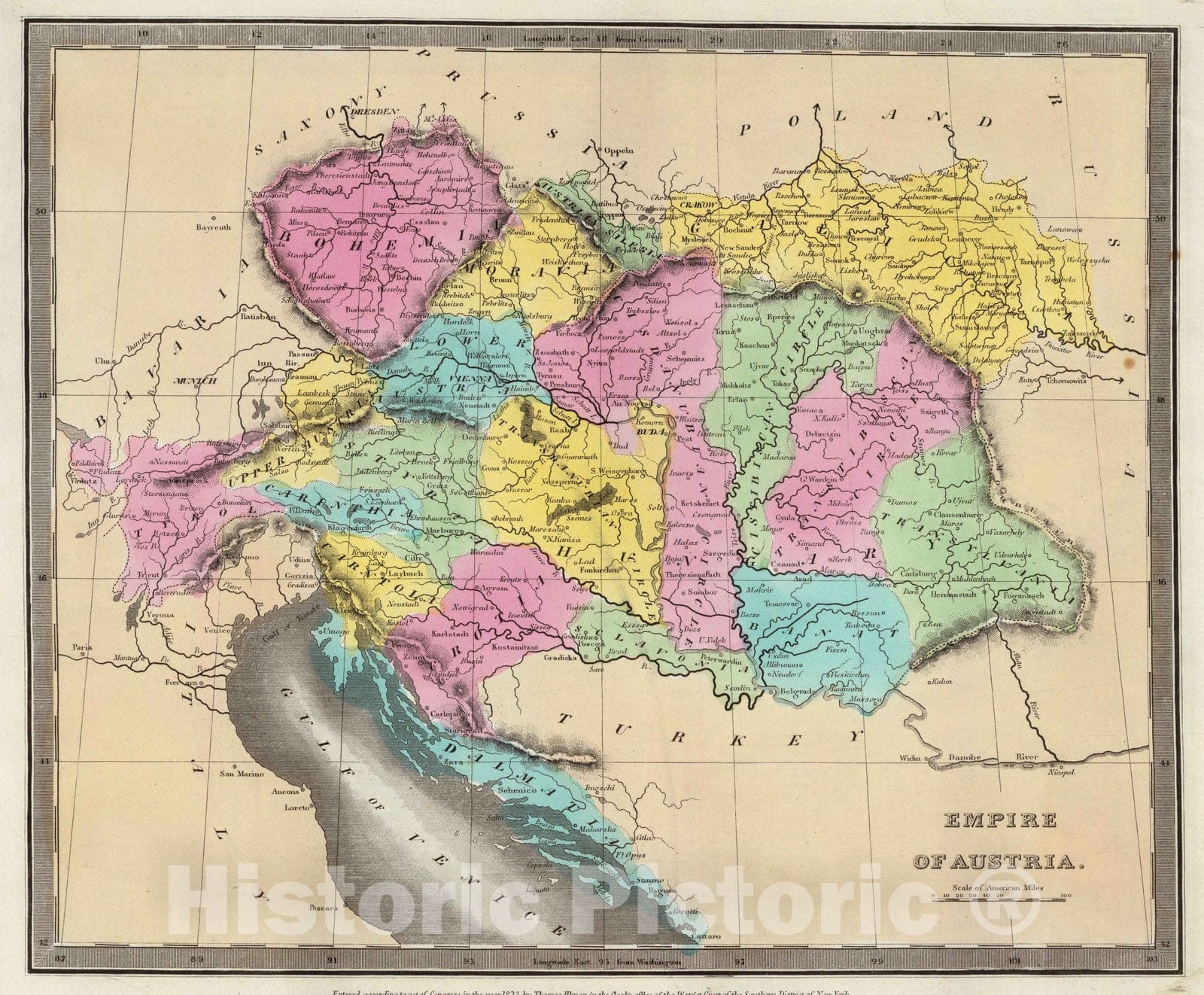 Historic Map : 1835 Empire Of Austria. - Vintage Wall Art
