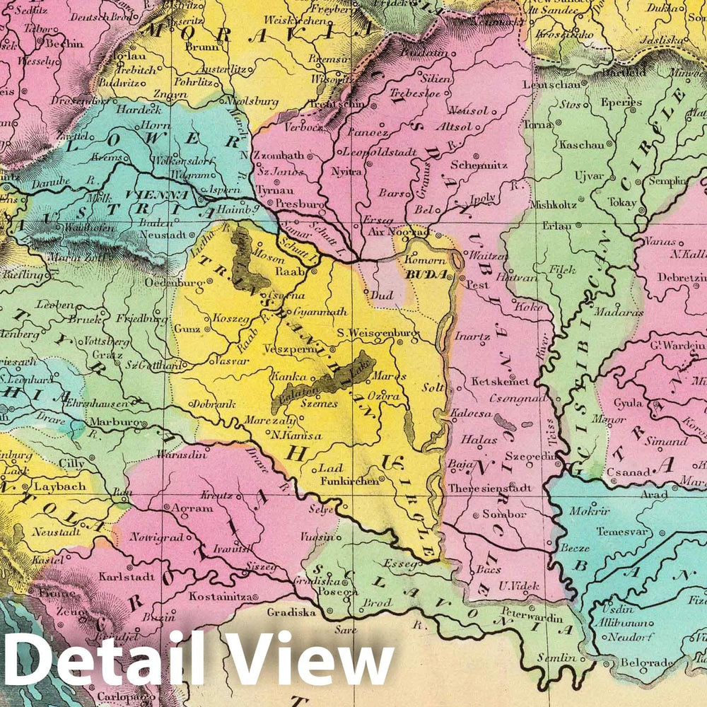 Historic Map : 1835 Empire Of Austria. - Vintage Wall Art