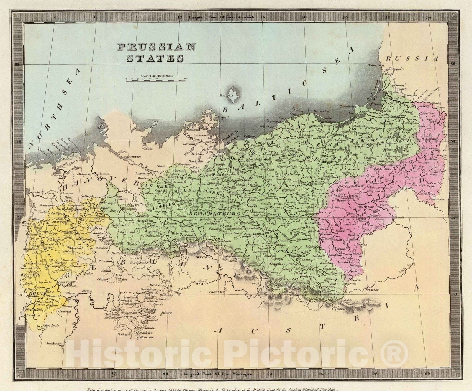 Historic Map : 1835 Prussian States. - Vintage Wall Art