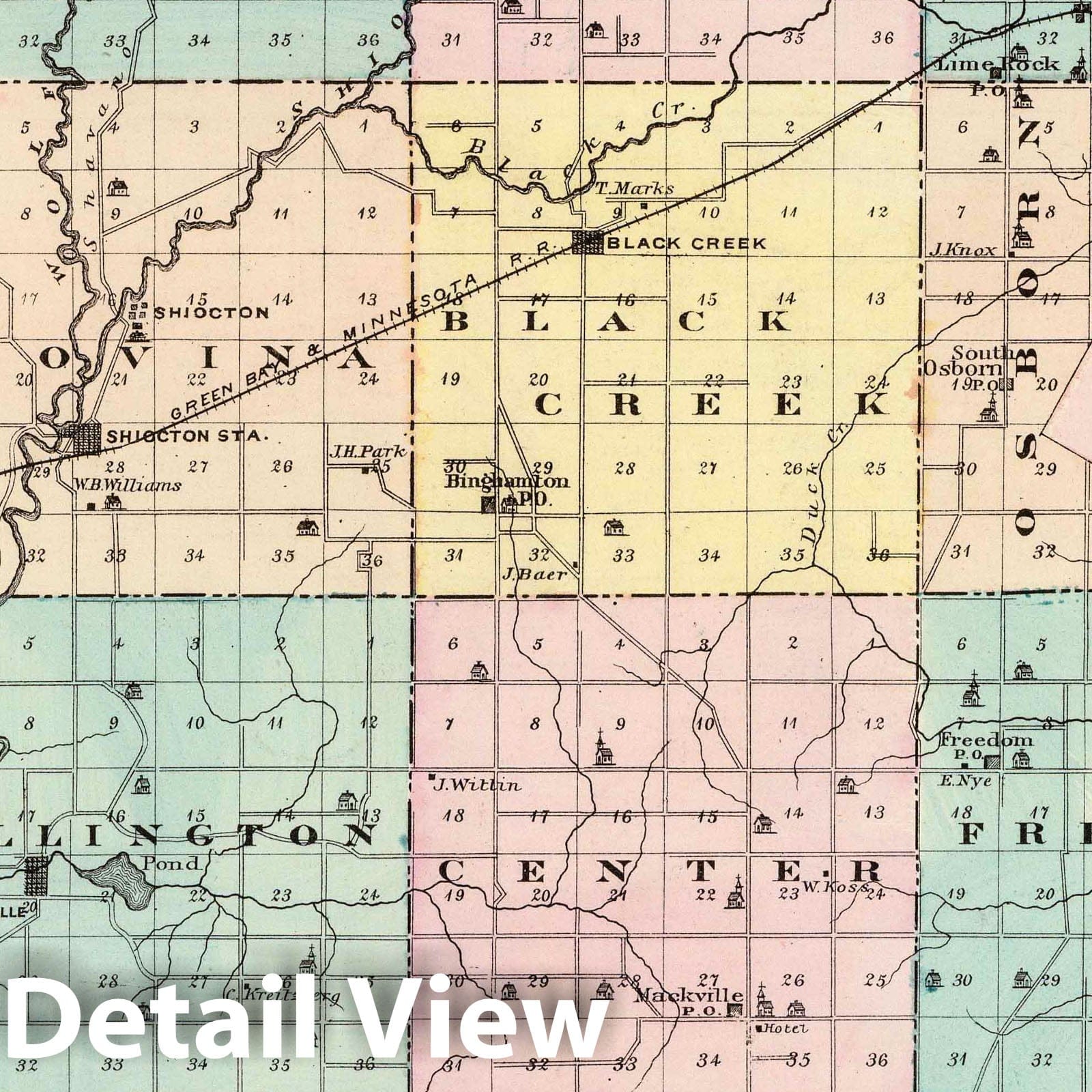 Outagamie County, Wisconsin - Geologic Map, 1878 - Historical Atlas Print
