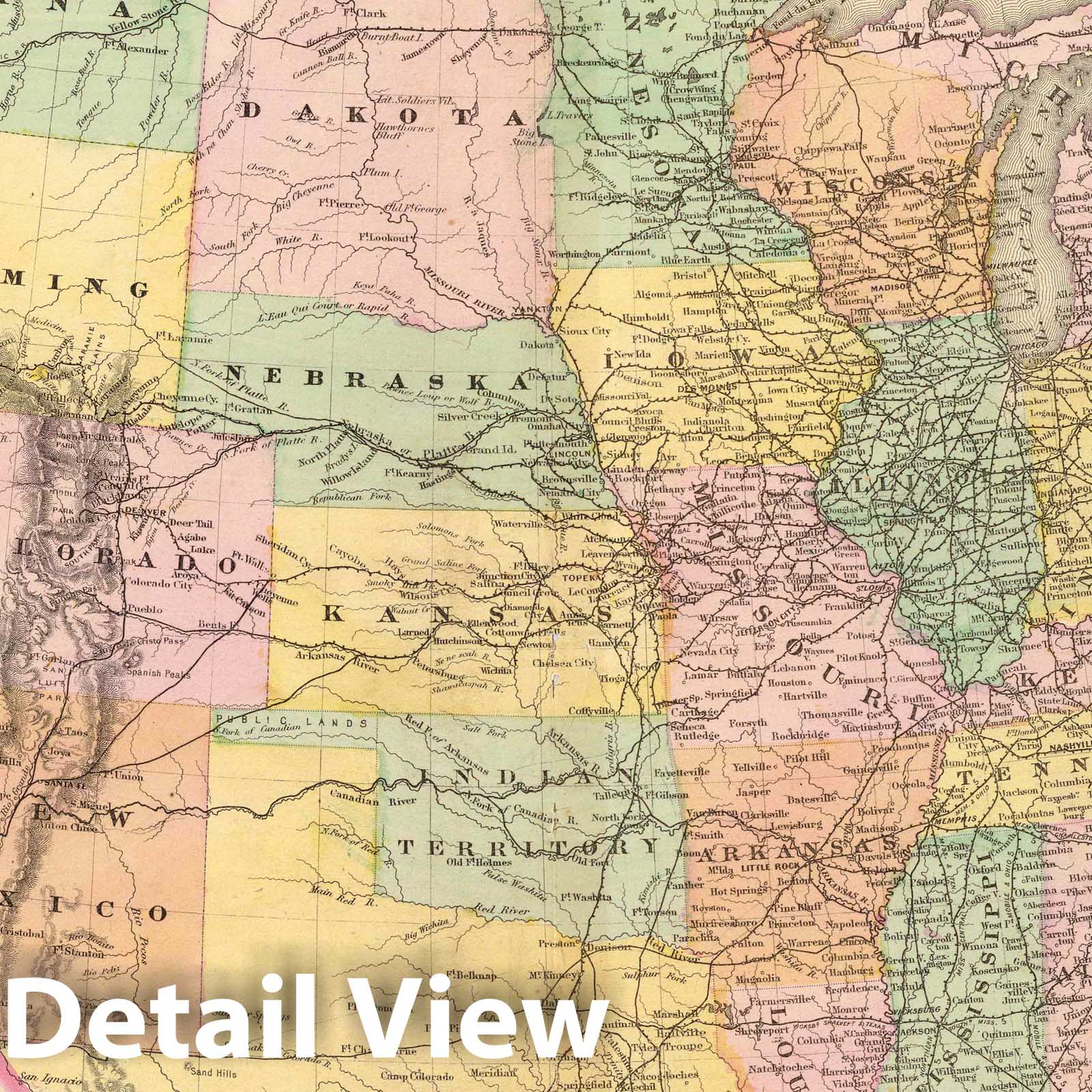 United States of America - Railroad Map, 1873 - Historical Map Print
