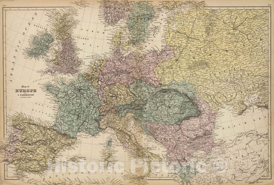 Historic Map : 1873 Europe : Vintage Wall Art